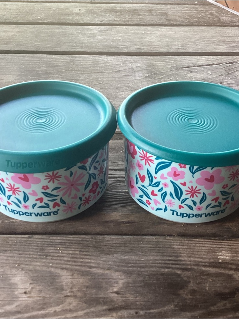 Tupperware One Touch Floral Canister Set of 2, each is 2.25 cups